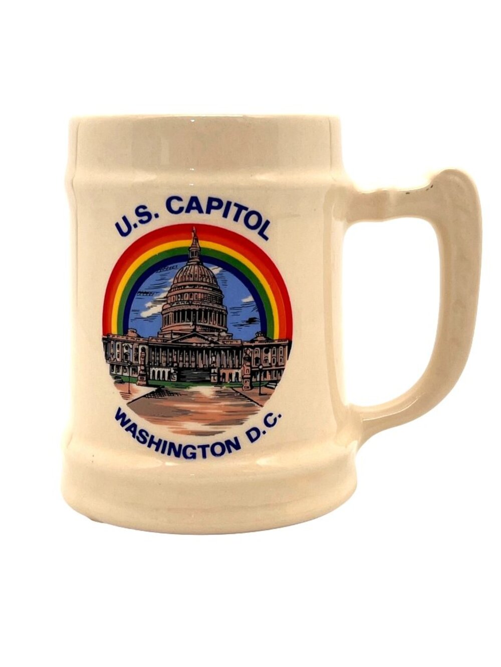 U.S. Capitol Washington D.C. Souvenir Mug With Rainbow Design Ceramic Stein 16oz